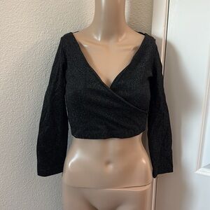 Plein Sud Black Lurex Crop Top